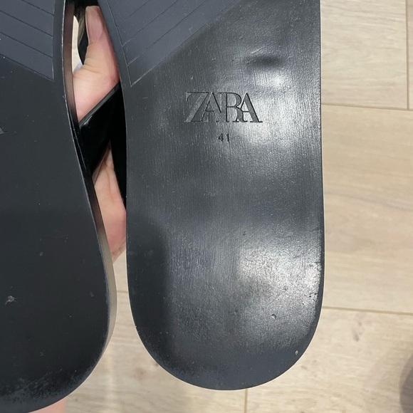 ZARA MINIMAL FLAT BLACK SANDALS Shoes Size 41 - Picture 8 of 11